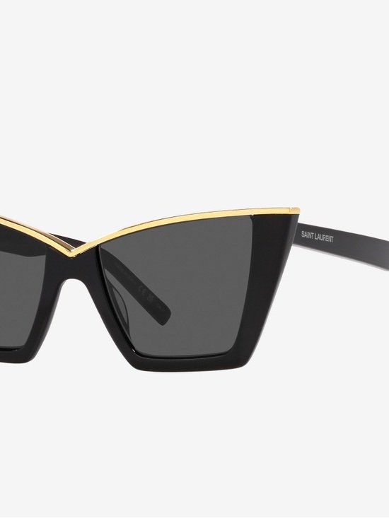 Saint Laurent Accessories - Saint Laurent Black and Gold Angular Cat-Eye Sunglasses